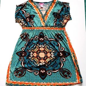 NWOT SCARF PRINT COVERUP DRESS